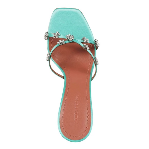 😊SOLD😊 Amina Muaddi Green Crystals Lily heeled sandals in size 40.5 - Picture 2 of 10